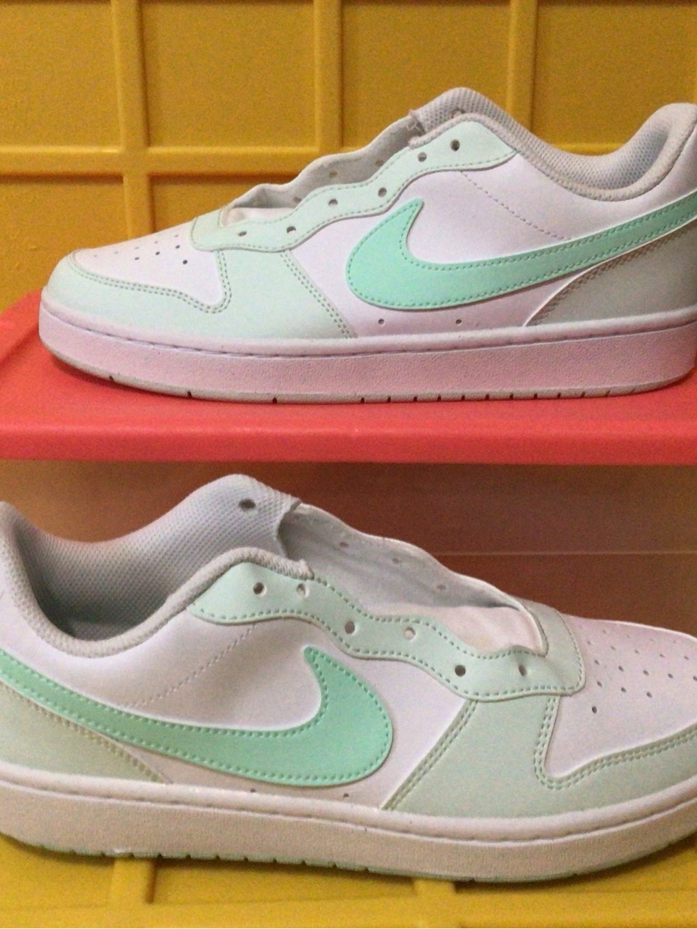 Nike Kids Low-Top Sneakers — White with Mint Green Swoosh